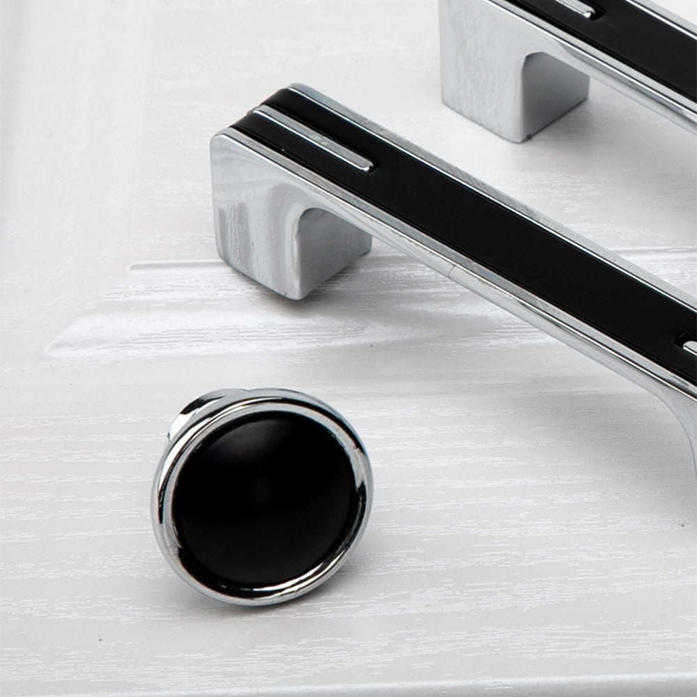 Modern Two-Tone Chrome D Cupboard Handles and Knobs