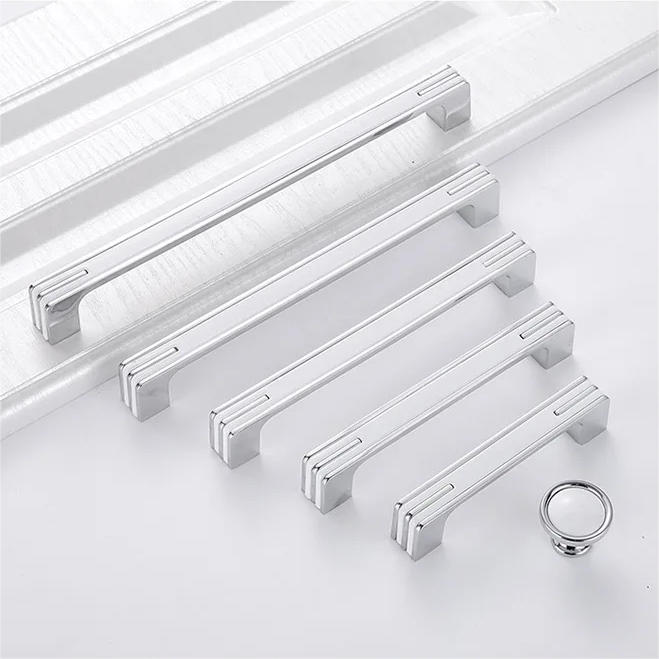Modern Two-Tone Chrome D Cupboard Handles and Knobs