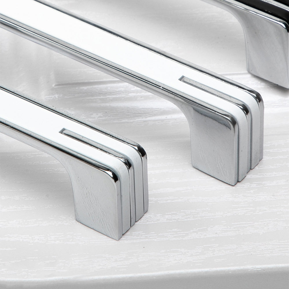Modern Two-Tone Chrome D Cupboard Handles and Knobs