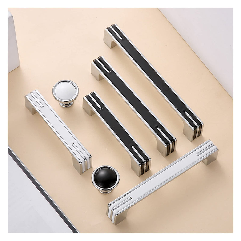 Modern Two-Tone Chrome D Cupboard Handles and Knobs