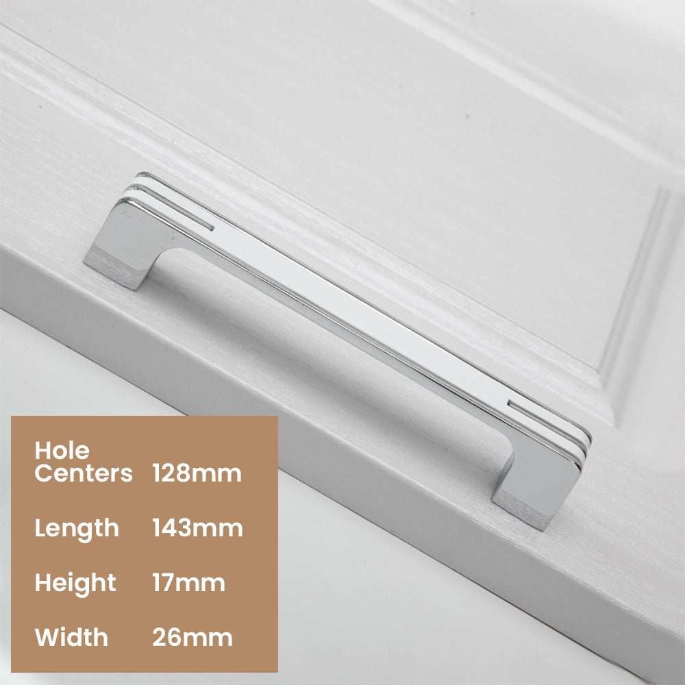 Modern Two-Tone Chrome D Cupboard Handles and Knobs