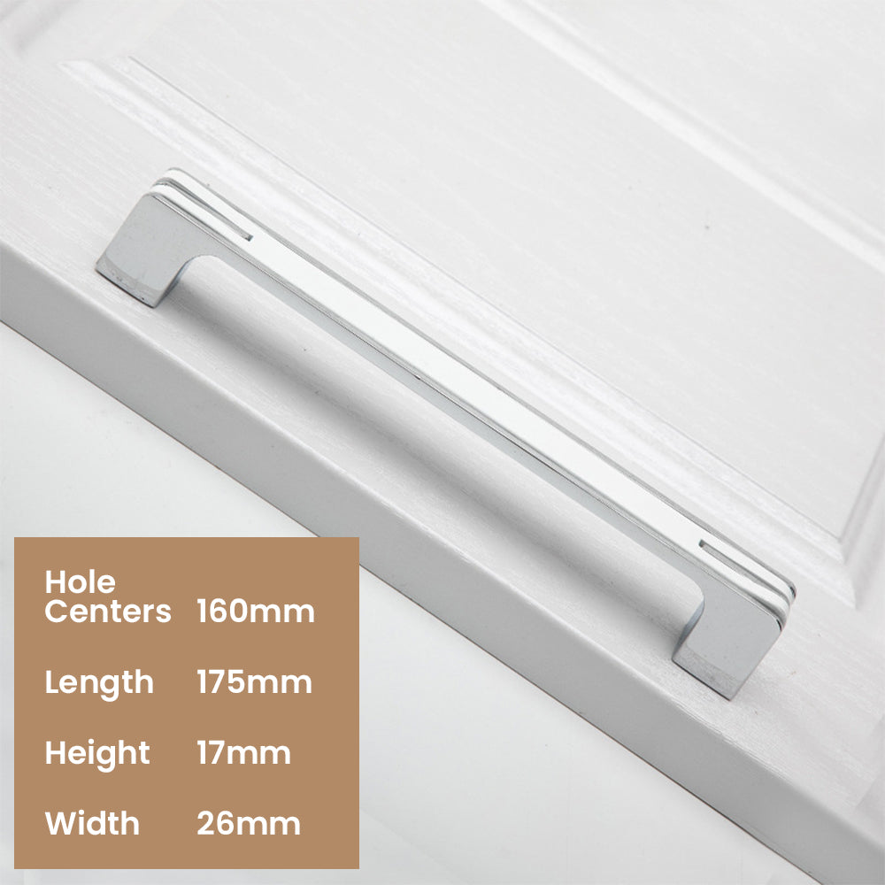 Modern Two-Tone Chrome D Cupboard Handles and Knobs