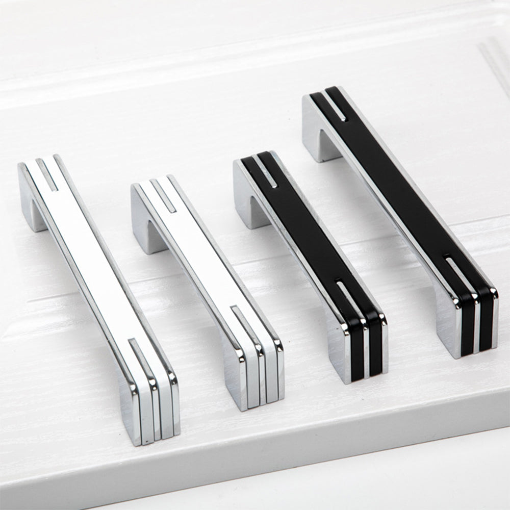 Modern Two-Tone Chrome D Cupboard Handles and Knobs