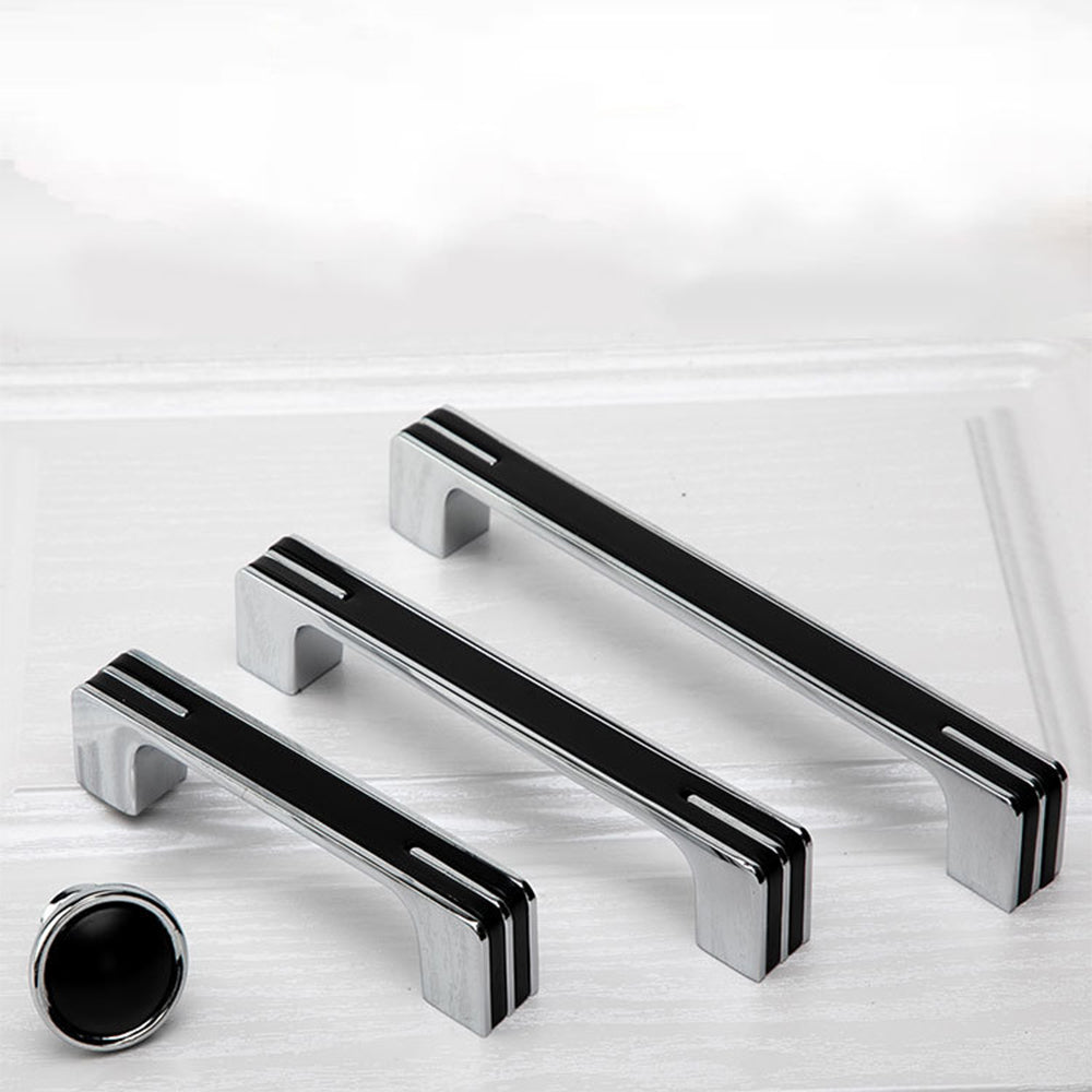 Modern Two-Tone Chrome D Cupboard Handles and Knobs