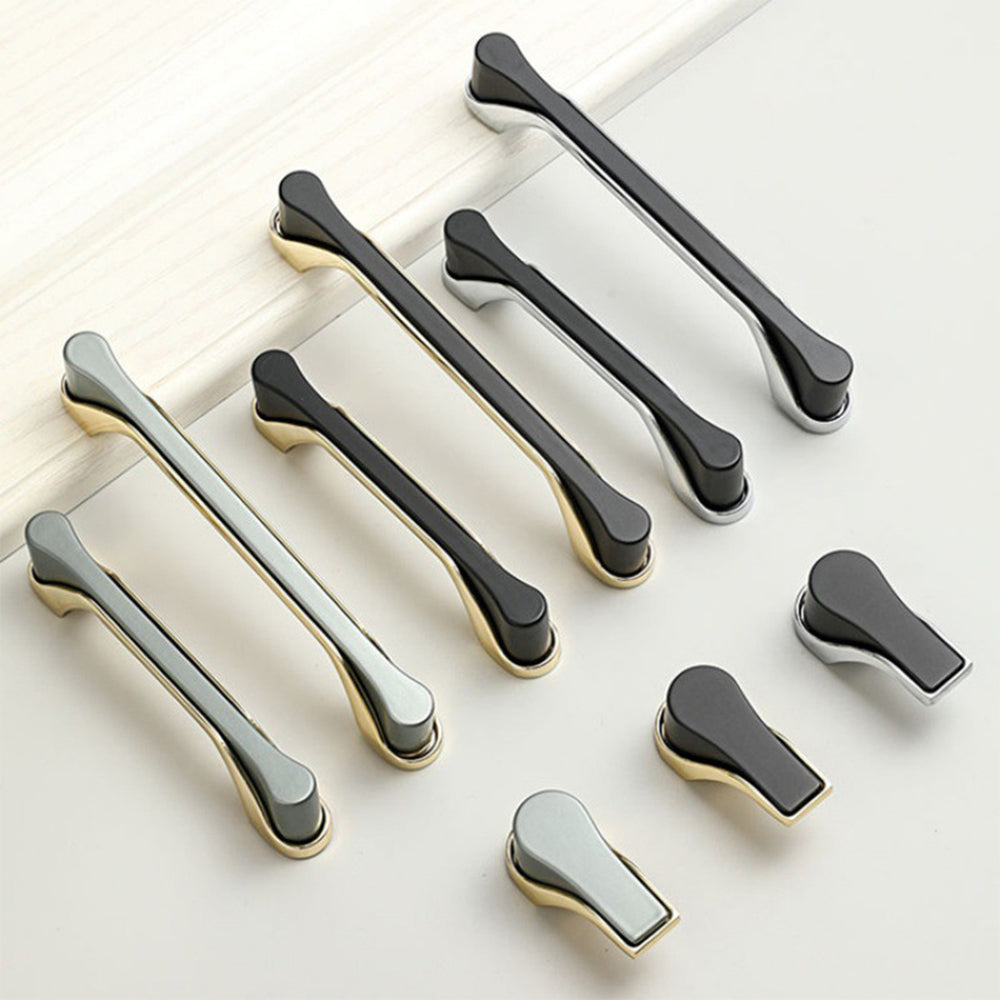 Modern Two-Tone Flared-End D Cupboard Handles and Knobs