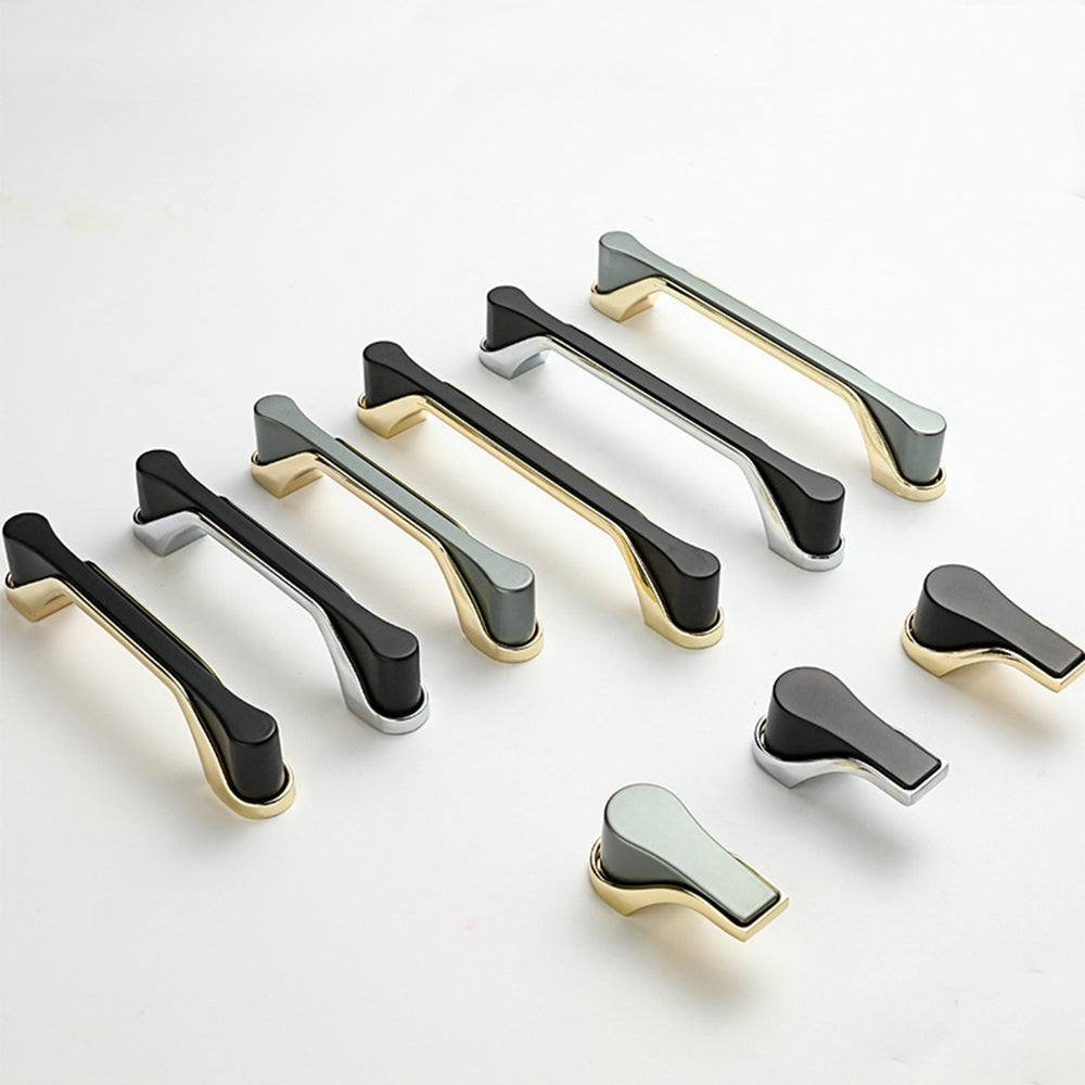 Modern Two-Tone Flared-End D Cupboard Handles and Knobs
