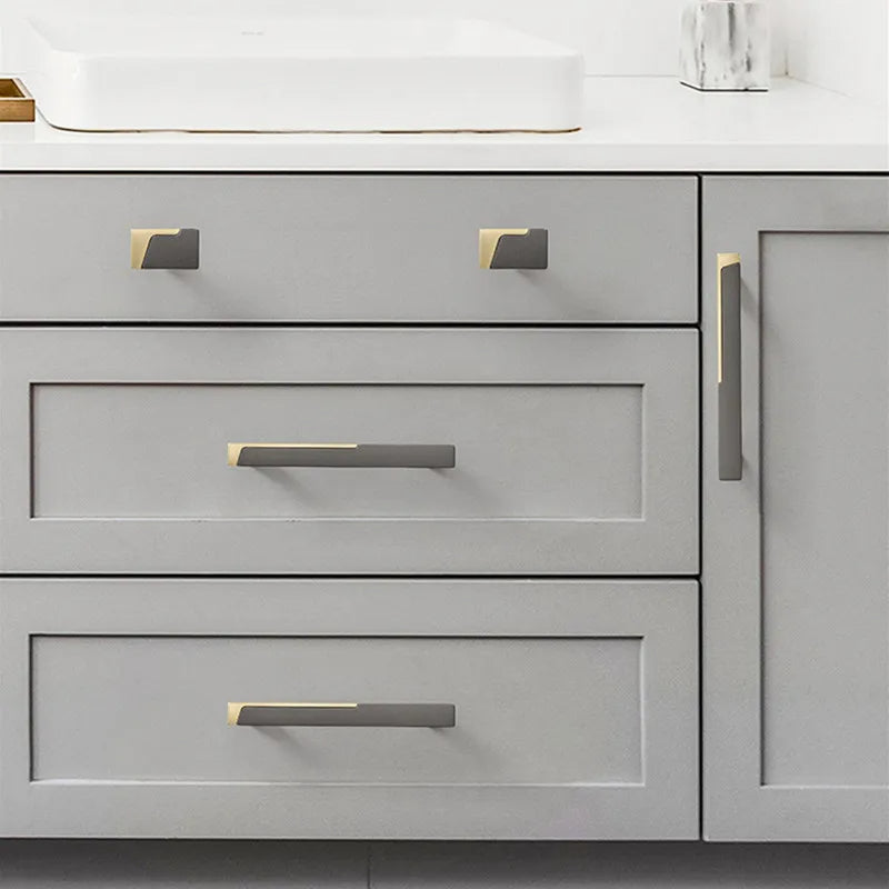 Modern Two-Tone Offset Panel T-Bar Cupboard Handles & Knobs