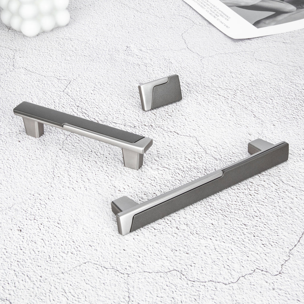 Modern Two-Tone Offset Panel T-Bar Cupboard Handles & Knobs