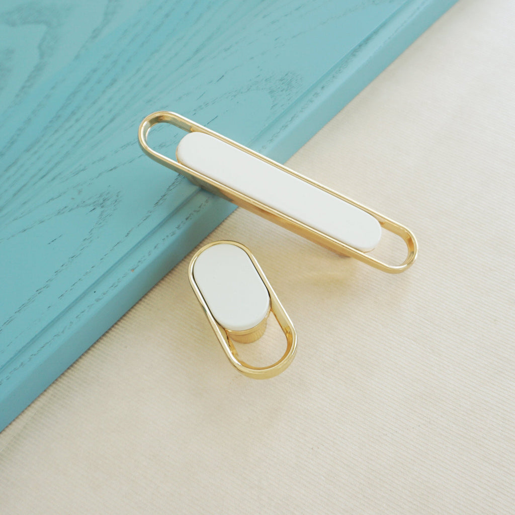 Modern Two-Tone Oval Loop Kitchen Cupboard Handles and Knobs