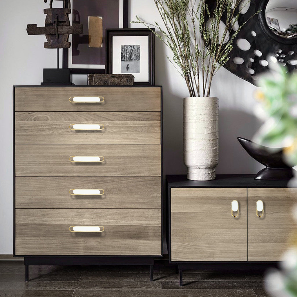 Modern Two-Tone Oval Loop Kitchen Cupboard Handles and Knobs