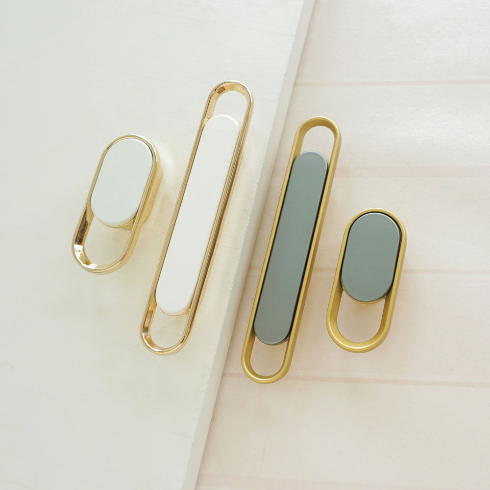 Modern Two-Tone Oval Loop Kitchen Cupboard Handles and Knobs