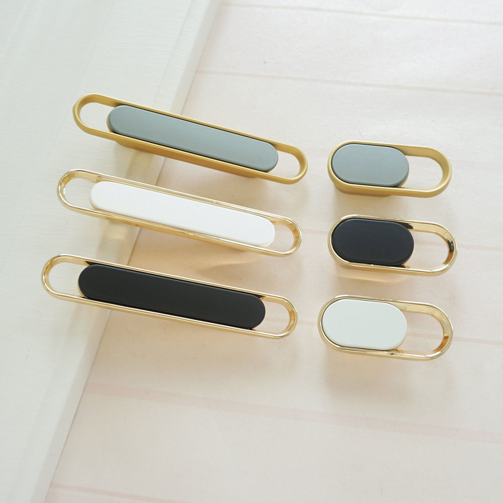 Modern Two-Tone Oval Loop Kitchen Cupboard Handles and Knobs
