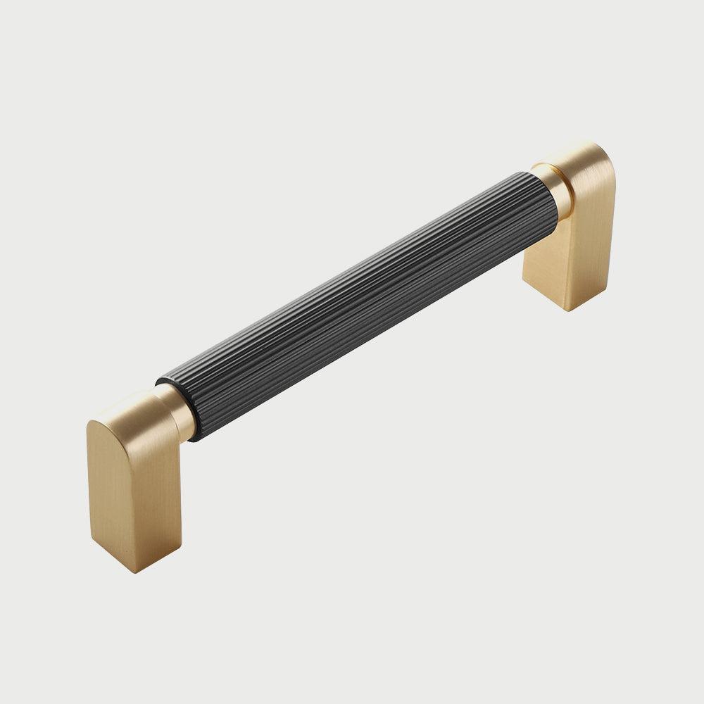 Modern Two-Tone Ribbed Bar Cupboard Handles with Block Feet
