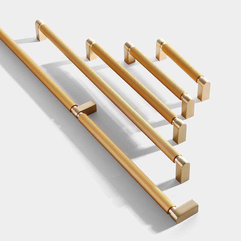 Modern Two-Tone Ribbed Bar Cupboard Handles with Block Feet