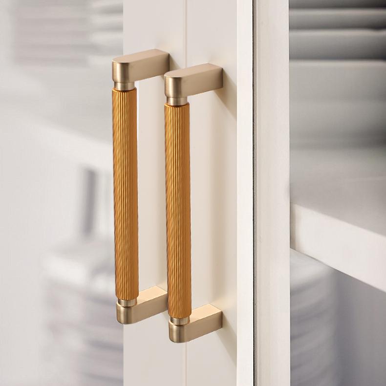 Modern Two-Tone Ribbed Bar Cupboard Handles with Block Feet