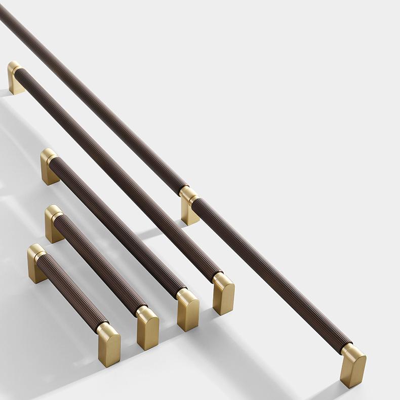 Modern Two-Tone Ribbed Bar Cupboard Handles with Block Feet