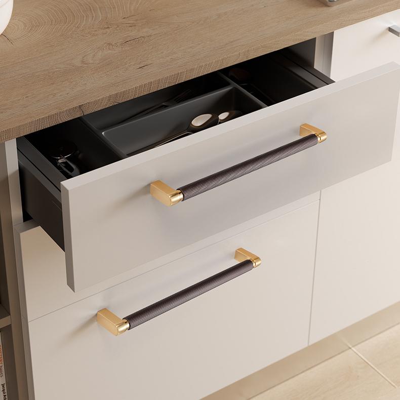 Modern Two-Tone Ribbed Bar Cupboard Handles with Block Feet