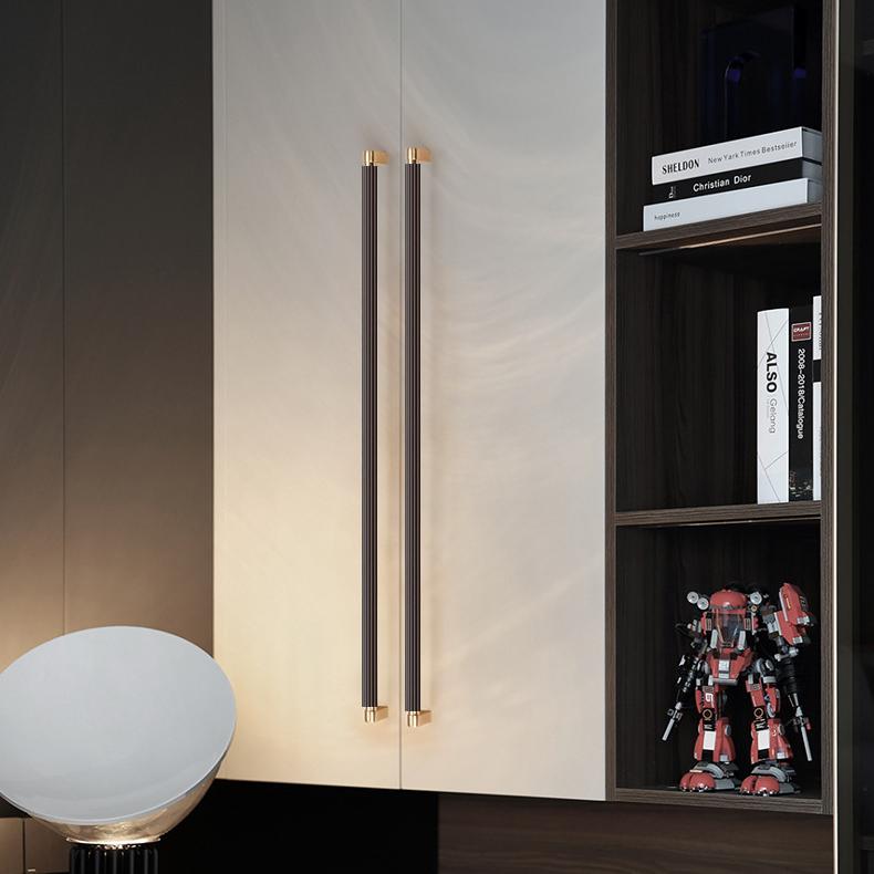 Modern Two-Tone Ribbed Bar Cupboard Handles with Block Feet