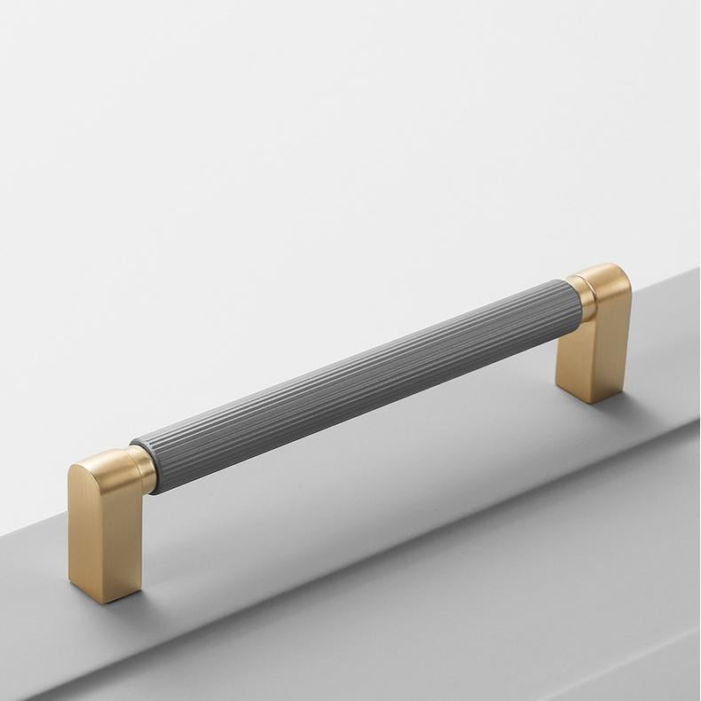 Modern Two-Tone Ribbed Bar Cupboard Handles with Block Feet