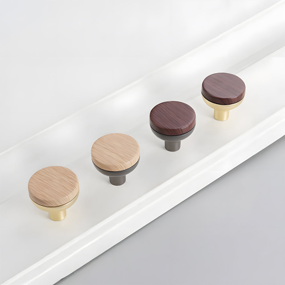 Modern Two-Tone Round-End Wooden Cupboard Handles