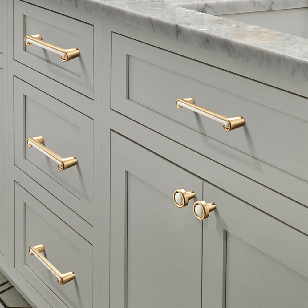 Modern Two-Tone Scroll-End Cupboard Handles and Knobs
