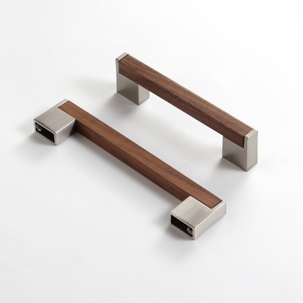 Modern Two-Tone Walnut Bar Kitchen Drawer Handles