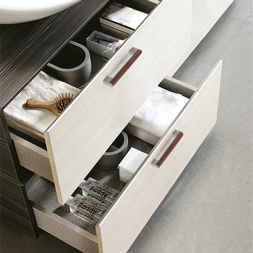 Modern Two-Tone Walnut Bar Kitchen Drawer Handles