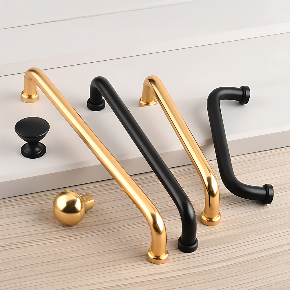 Modern U-Shaped Cupboard Handles in Gold or Black