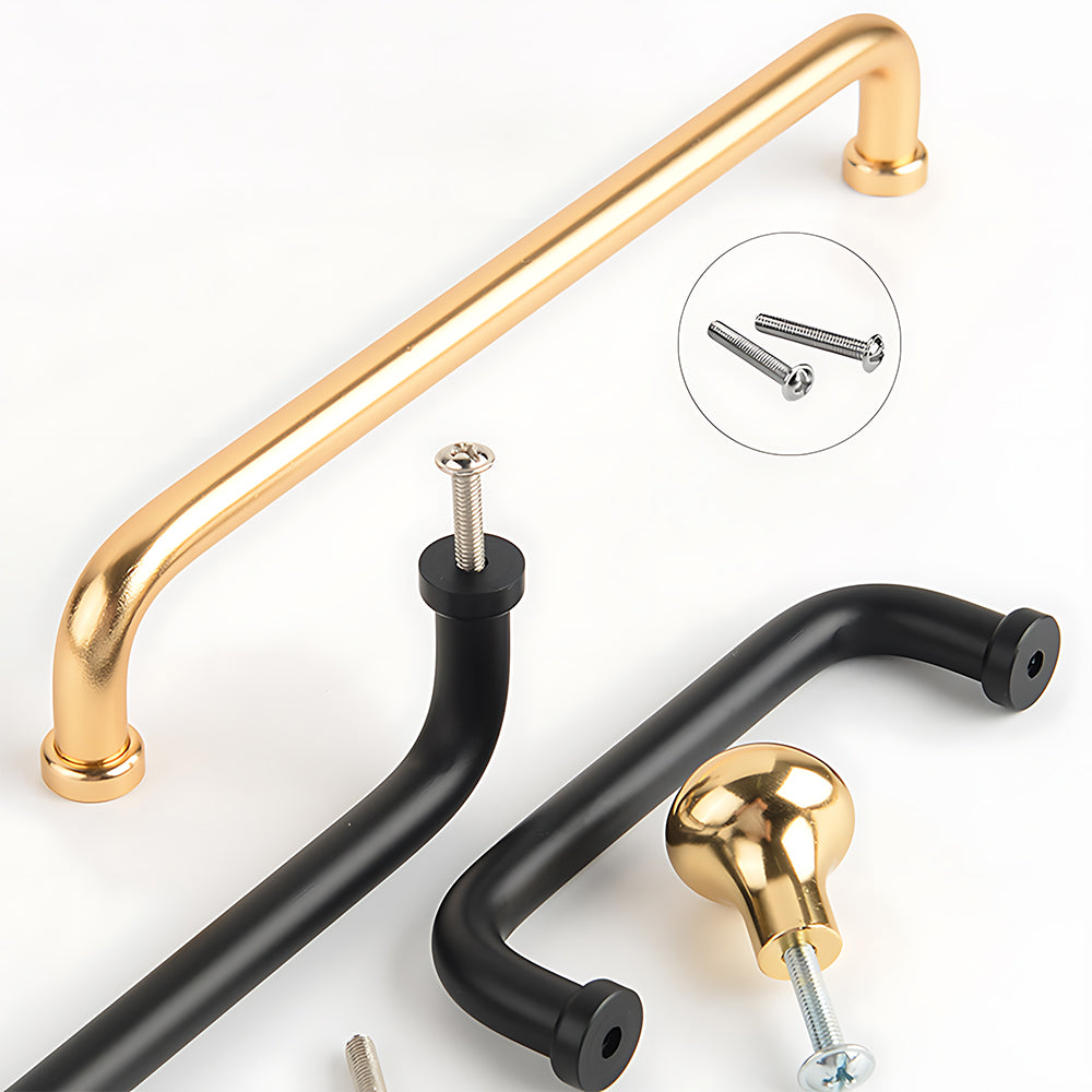Modern U-Shaped Cupboard Handles in Gold or Black