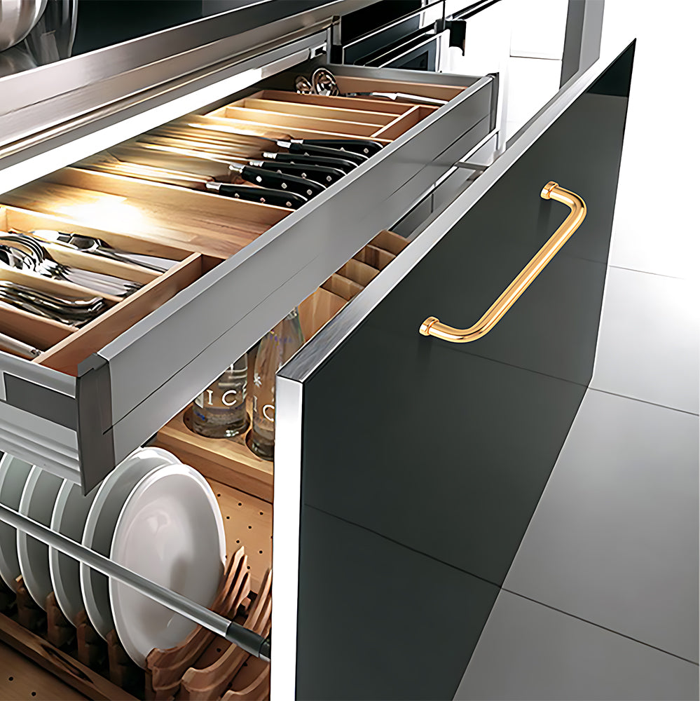 Modern U-Shaped Cupboard Handles in Gold or Black