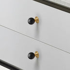 Modern Walnut and Marble Ball Cupboard Knobs