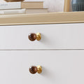 Modern Walnut and Marble Ball Cupboard Knobs