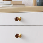 Modern Walnut and Marble Ball Cupboard Knobs