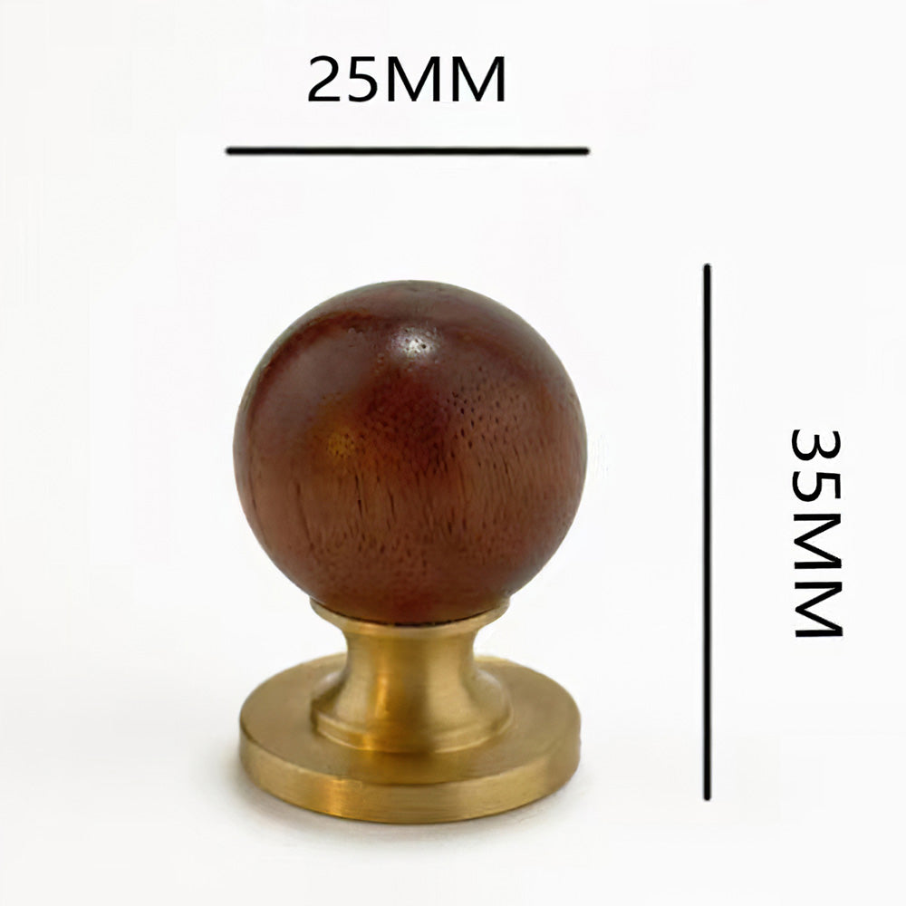 Modern Walnut and Marble Ball Cupboard Knobs