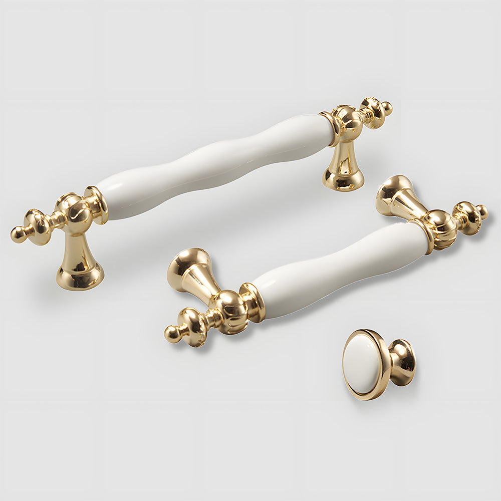 Modern Wavy Ceramic T-Bar Cupboard Handles & Knobs