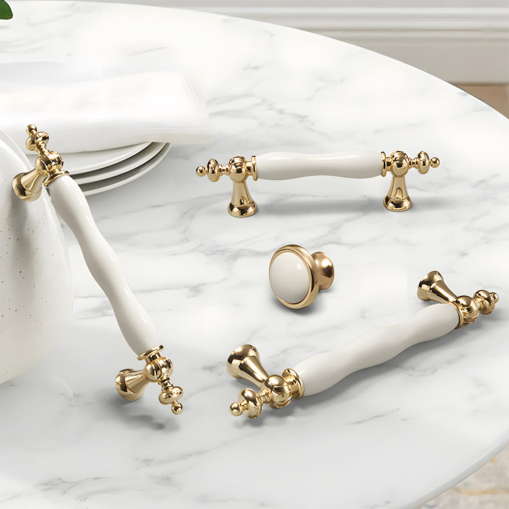 Modern Wavy Ceramic T-Bar Cupboard Handles & Knobs