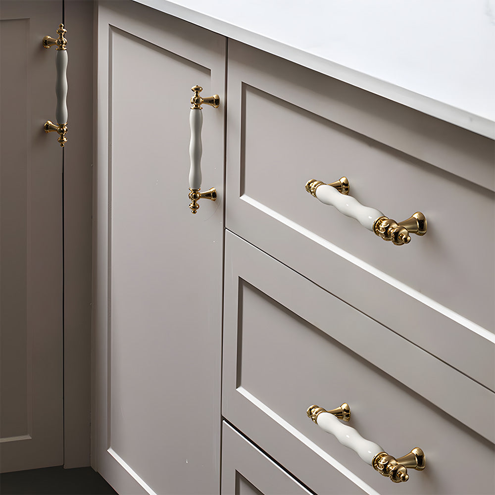 Modern Wavy Ceramic T-Bar Cupboard Handles & Knobs