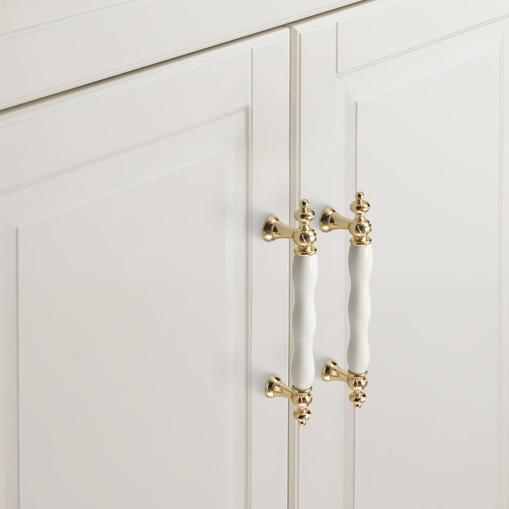 Modern Wavy Ceramic T-Bar Cupboard Handles & Knobs