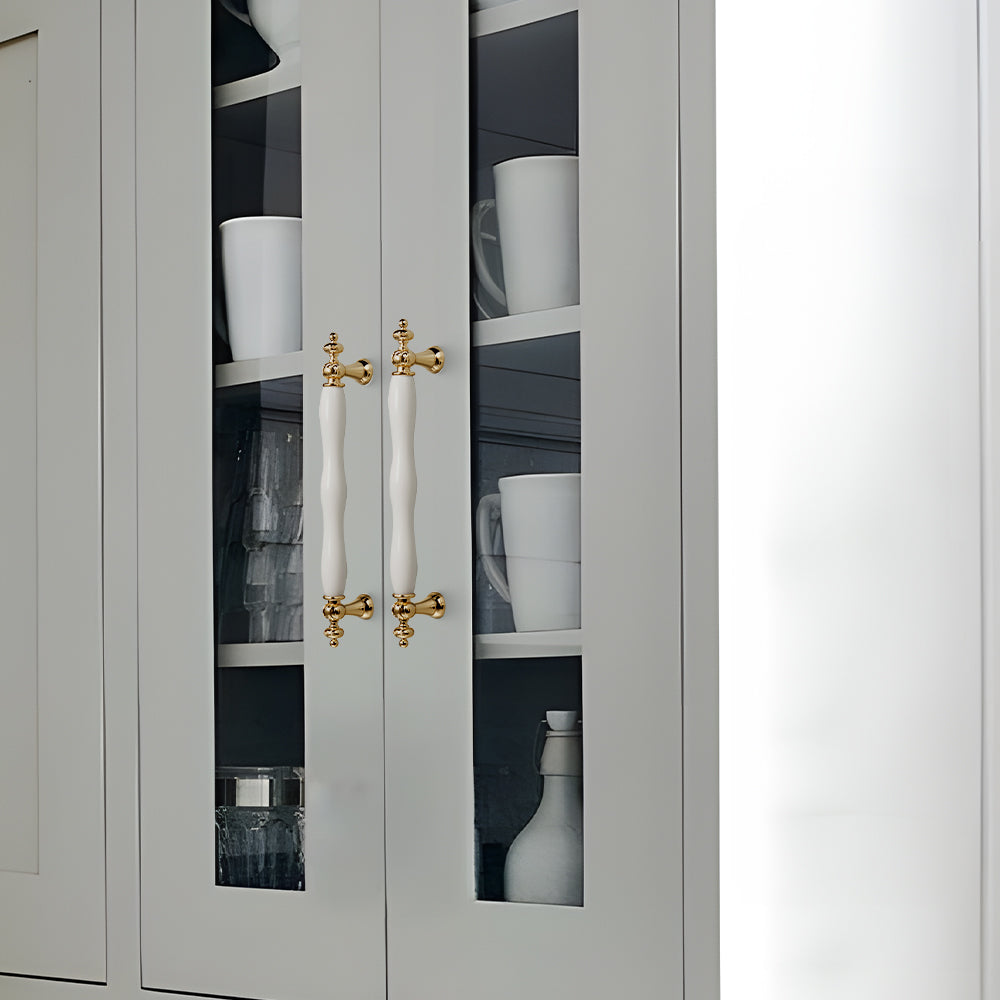 Modern Wavy Ceramic T-Bar Cupboard Handles & Knobs