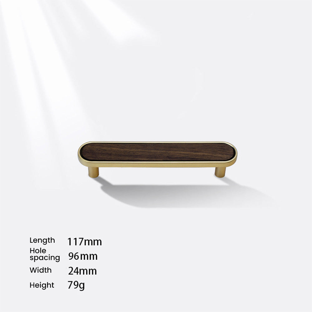 Modern Wood Inlay T-Bar Kitchen Cupboard Handles & Knobs