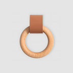 Modern Wood and Leather Ring Drawer Knobs