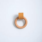 Modern Wood and Leather Ring Drawer Knobs