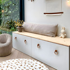 Modern Wood and Leather Ring Drawer Knobs