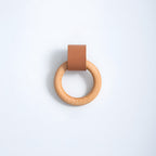 Modern Wood and Leather Ring Drawer Knobs