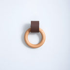 Modern Wood and Leather Ring Drawer Knobs