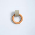 Modern Wood and Leather Ring Drawer Knobs