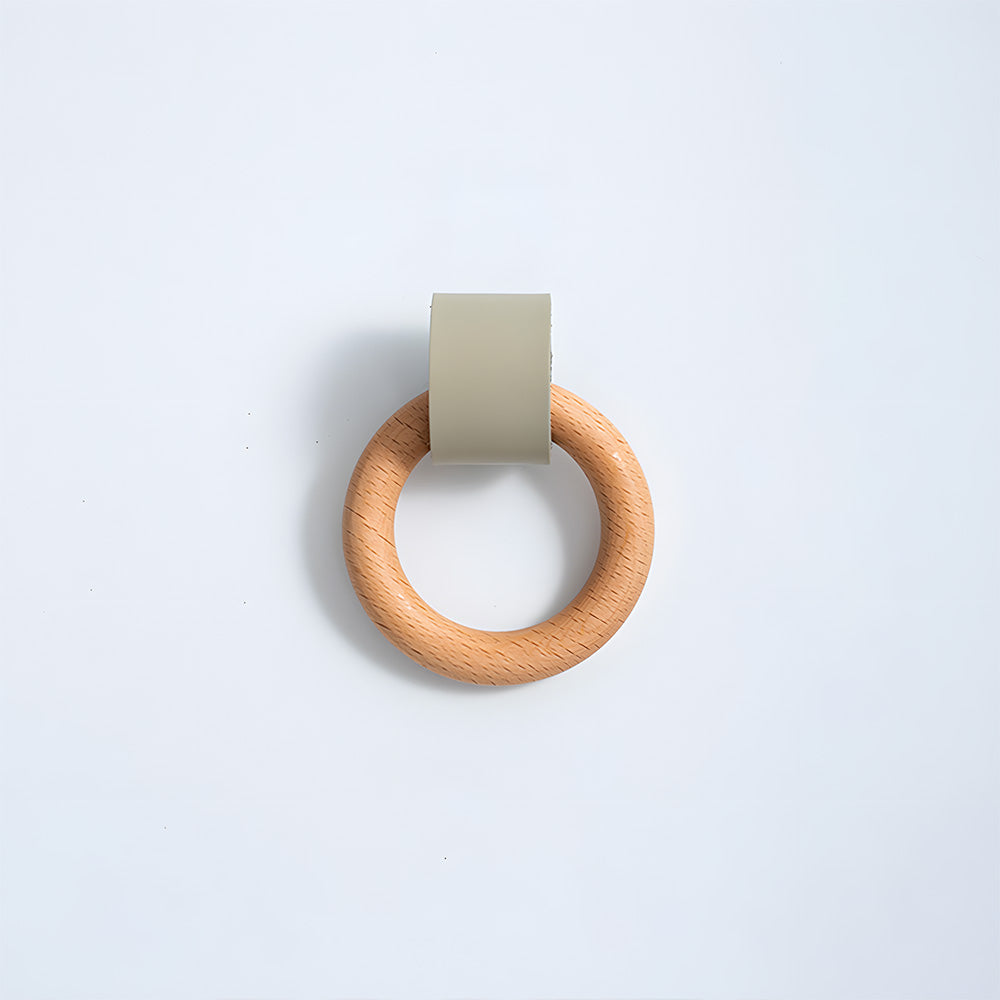 Modern Wood and Leather Ring Drawer Knobs