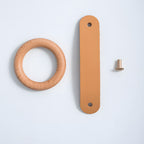 Modern Wood and Leather Ring Drawer Knobs