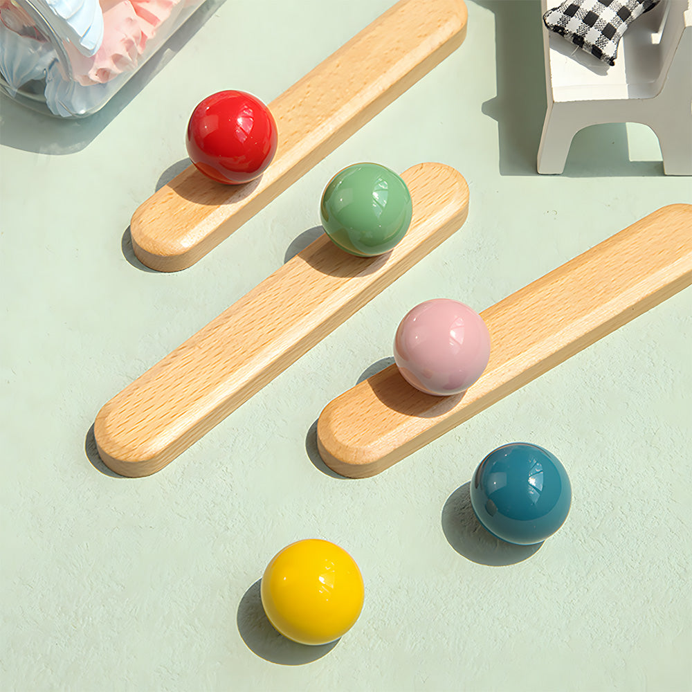 Modern Wooden Cupboard Handles with Ball Knobs