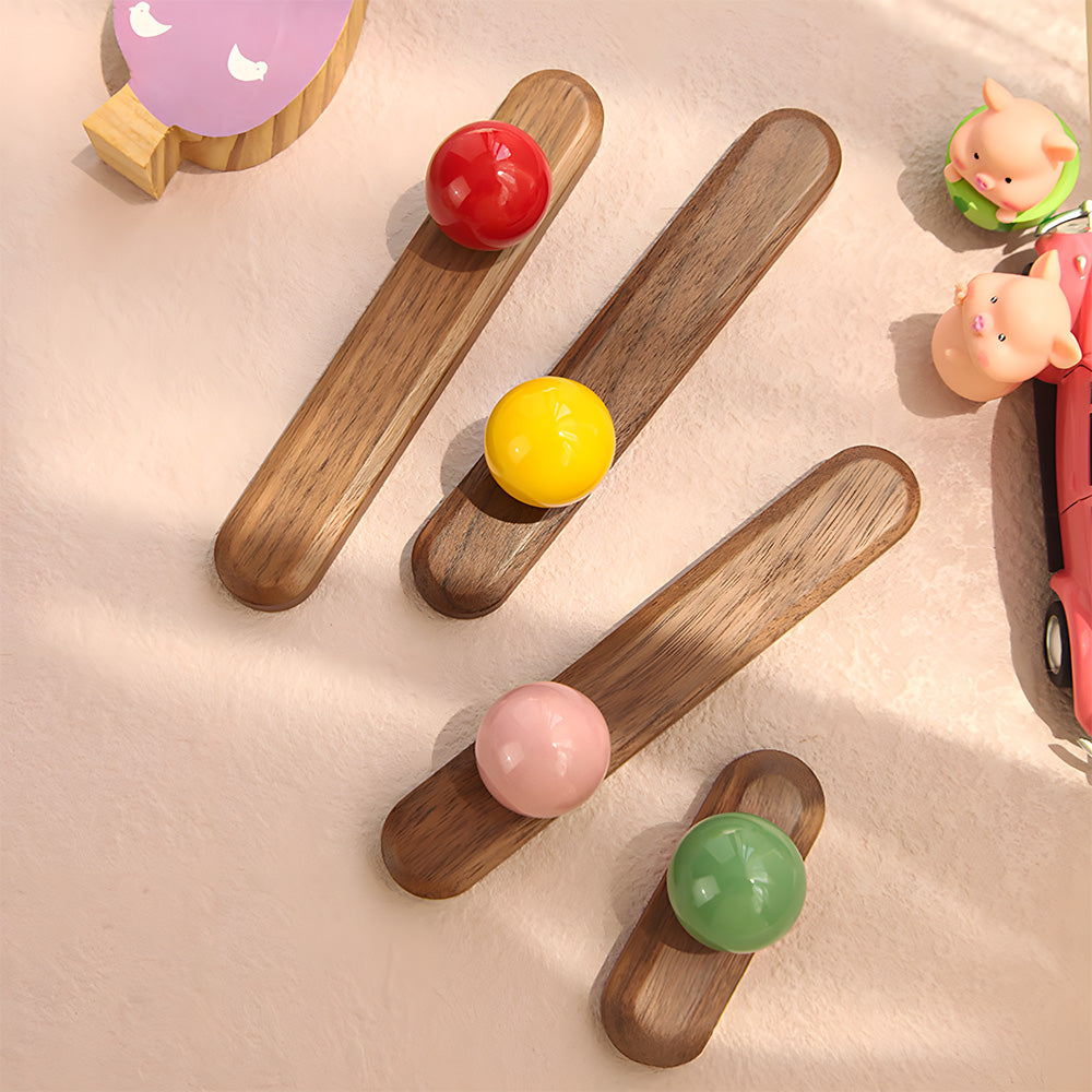 Modern Wooden Cupboard Handles with Ball Knobs